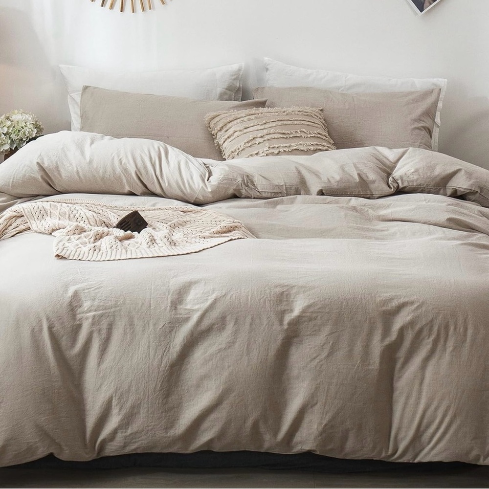 Bedding Duvet Cover Set 100% Washed Cotton - Full